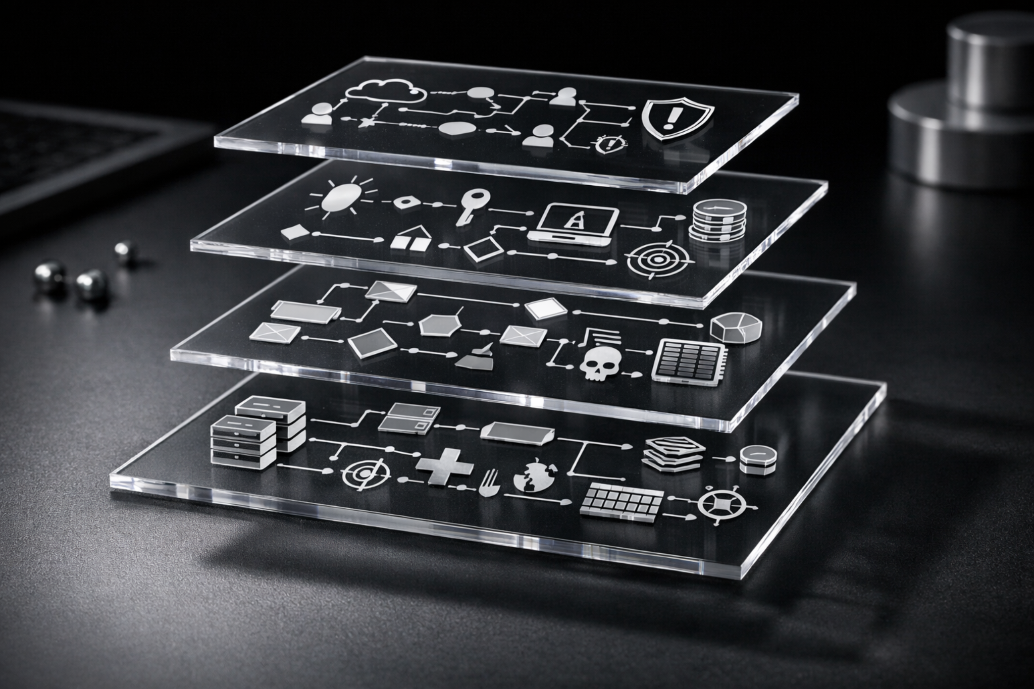 Abstract layered icon plates